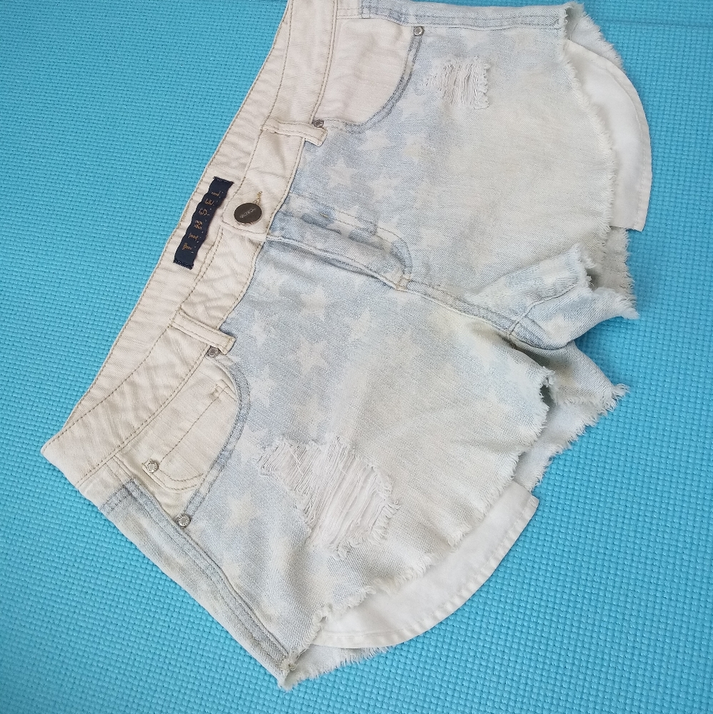 Tinsel Denim Stretch Jean Shorts Stars Print Size 29